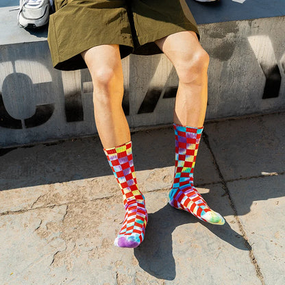 Tie Dye Plaid Mens Socks