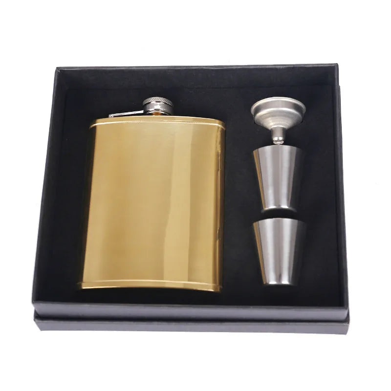 8oz Portable Flagon Hip Flask Set with Cup – Ideal for Outdoor Enjoyment