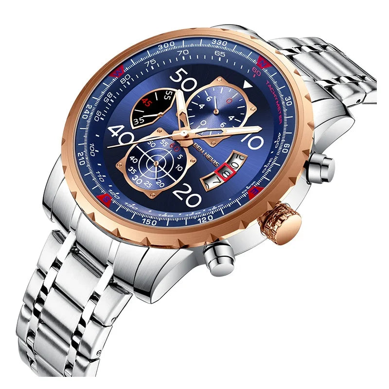 Men's Quartz Chronograph Watch with Luminous Hands - BEN NEVIS