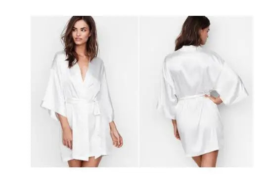 Satin Kimono Bathrobe | Mini Nightgown for Women