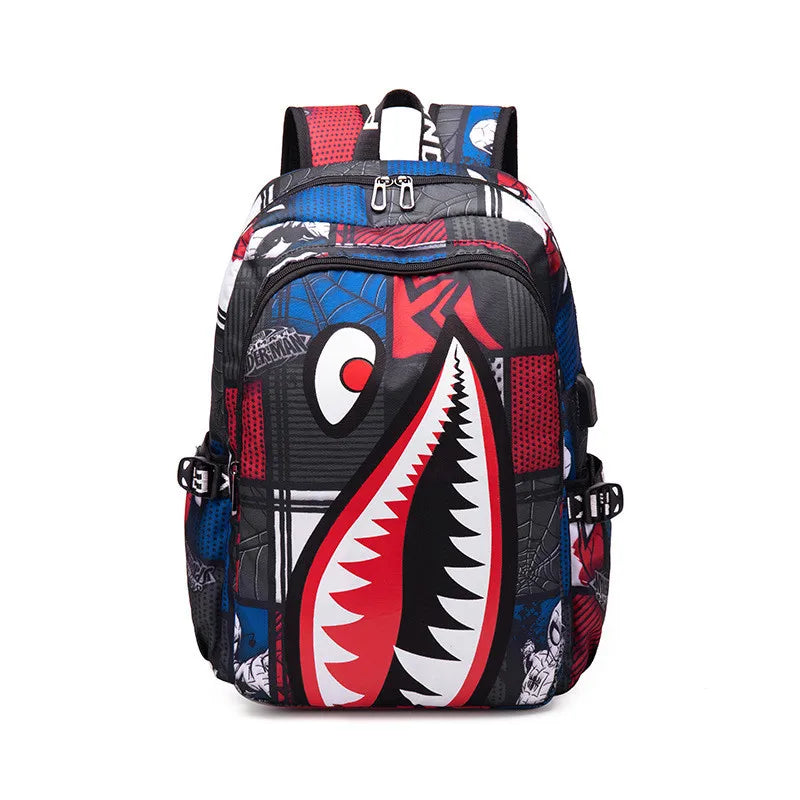 Anime Shark Print Backpack | Stylish and Fun School Bag