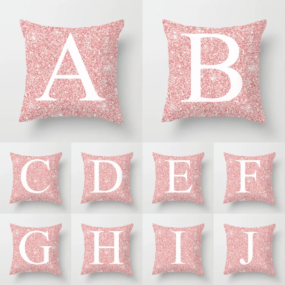 45x45cm Pink Bling Letter Sofa Pillow Case