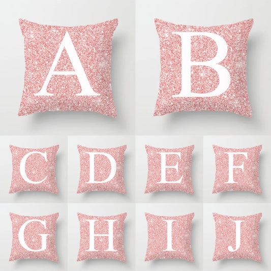 45x45cm Pink Bling Letter Sofa Pillow Case