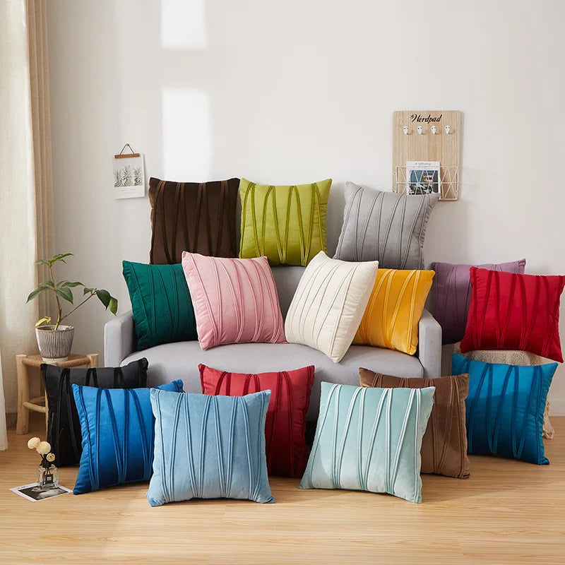 Striped Velvet Throw Pillow Covers 