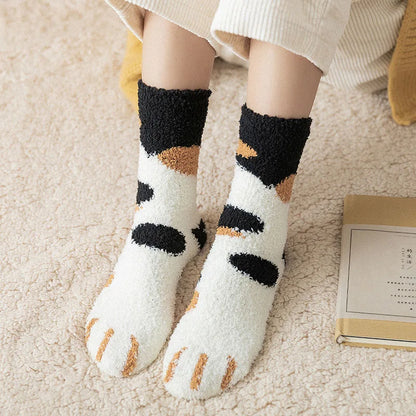 Dreamlikelin Cartoon Dog/Cat Paw Women's Fleece Socks - Cute & Warm