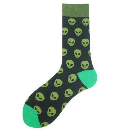 Cotton Happy Funny Socks - Alien Planet, Shark, Dinosaur Design Series 2