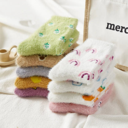 Fluffy Socks for Girls in Trendy Pattern