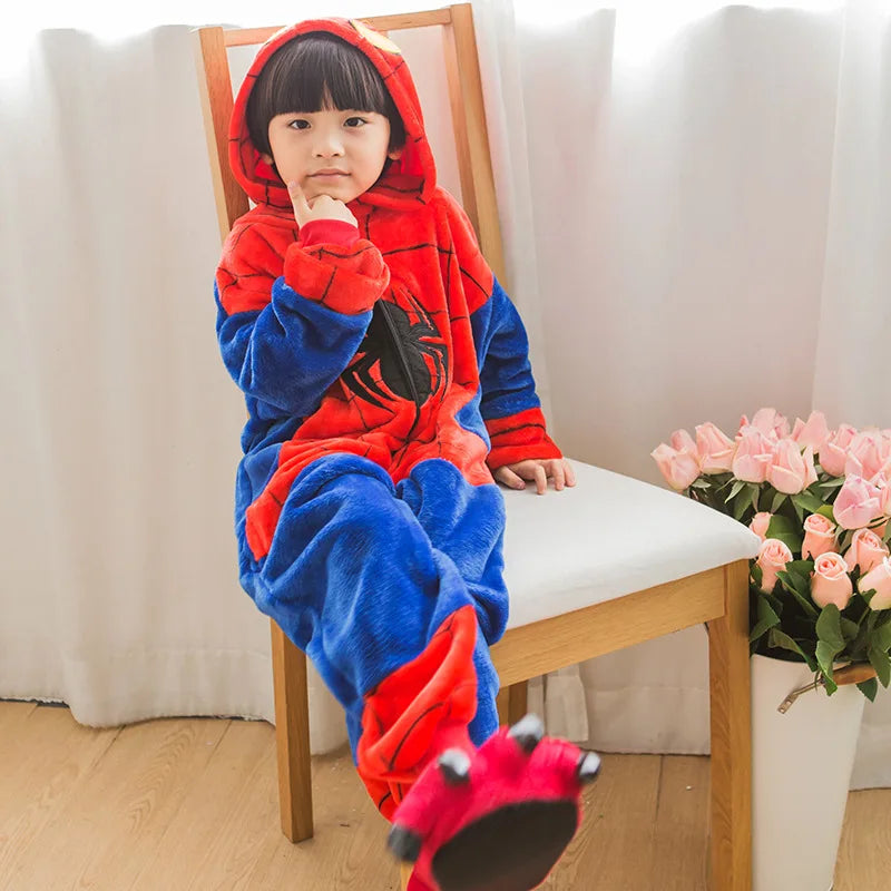 Spider Red Pajamas Set - Flannel Kids Animal Cartoon Sleepwear