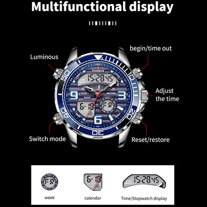 Luxury Digital Men's Watch - Sport Quartz Wristwatch with Dual Display