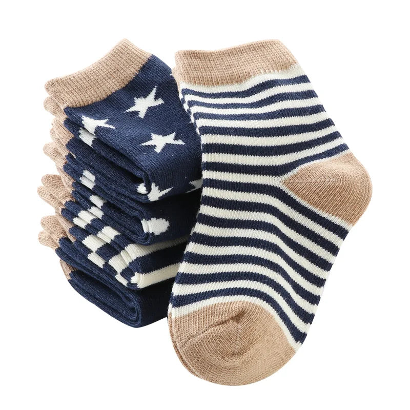 5 Pairs Infant Warm Stripe Fashion Socks – Soft & Cozy