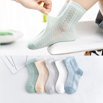 5 Pairs Summer Cotton Jacquard Baby Socks for Kids