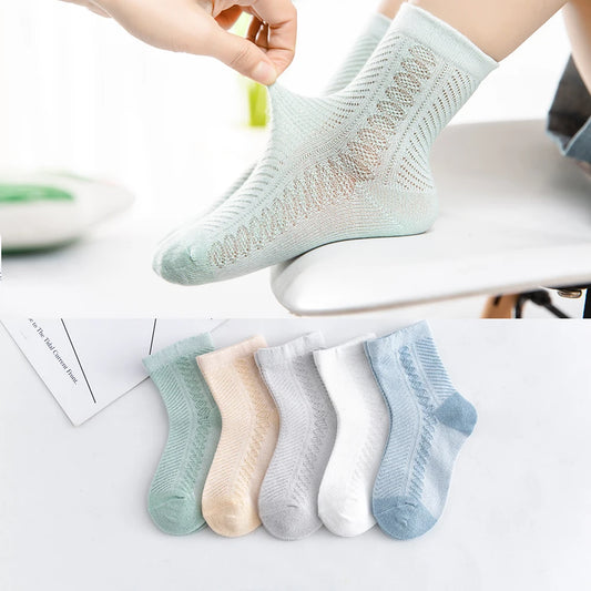 5 Pairs Summer Cotton Jacquard Baby Socks for Kids