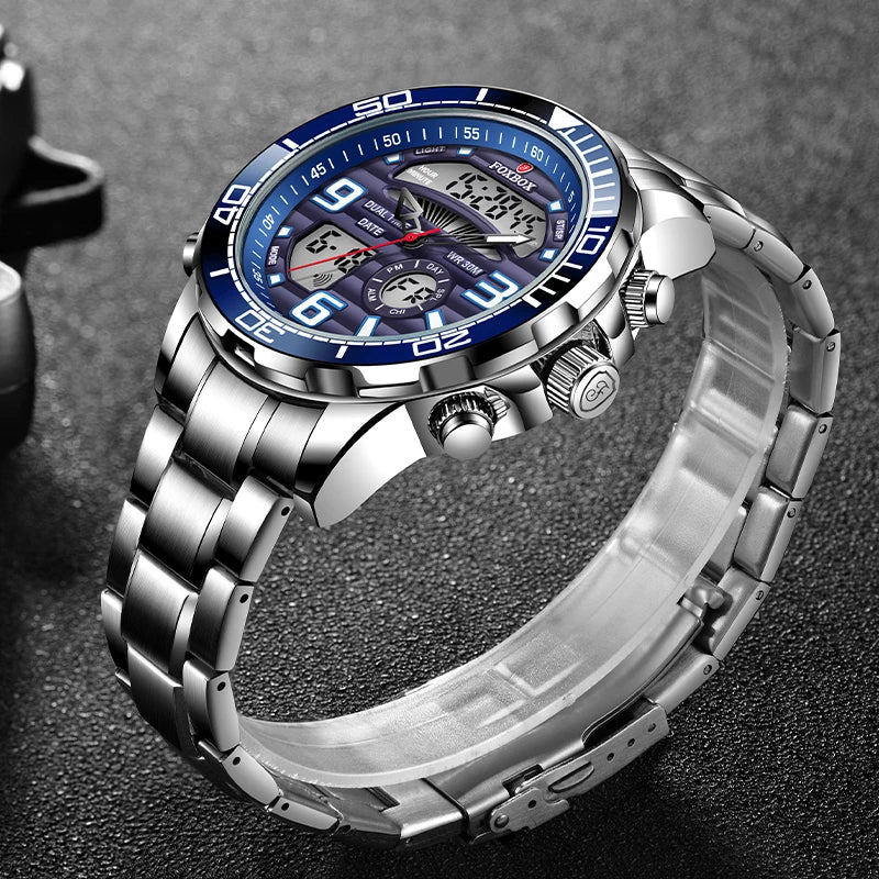 Luxury Digital Men's Watch - Sport Quartz Wristwatch with Dual Display