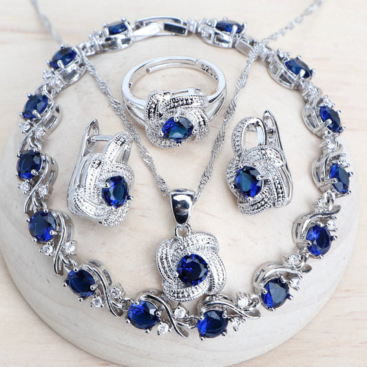 Blue Zirconia Women’s Jewelry Set – 925 Sterling Silver