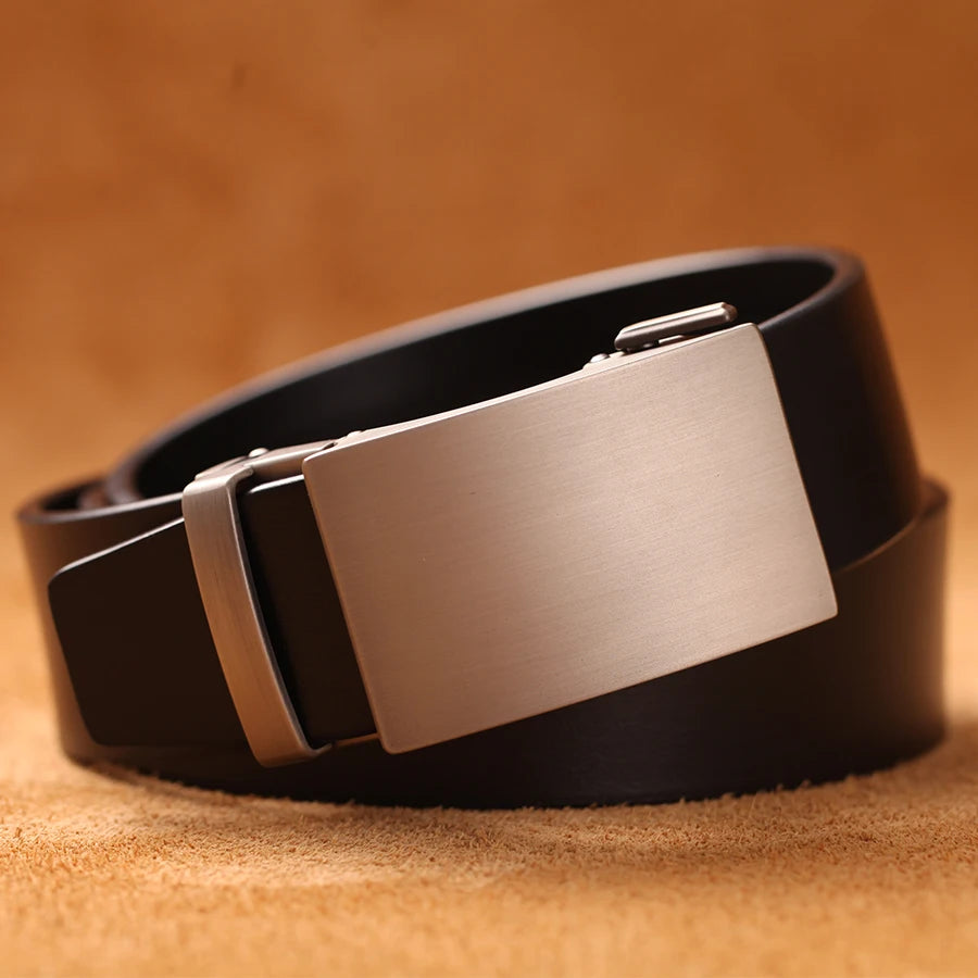 Genuine Cow Leather Automatic Belt for Men - Formal Automatic Buckle