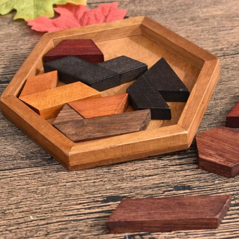 Hexagonal Wooden Puzzles - Educational IQ Brain Teaser