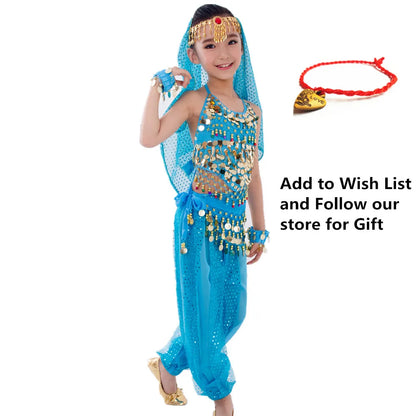 Kids Belly Dance Costume Set - Indian Belly Dance Outfit in 6 Colors