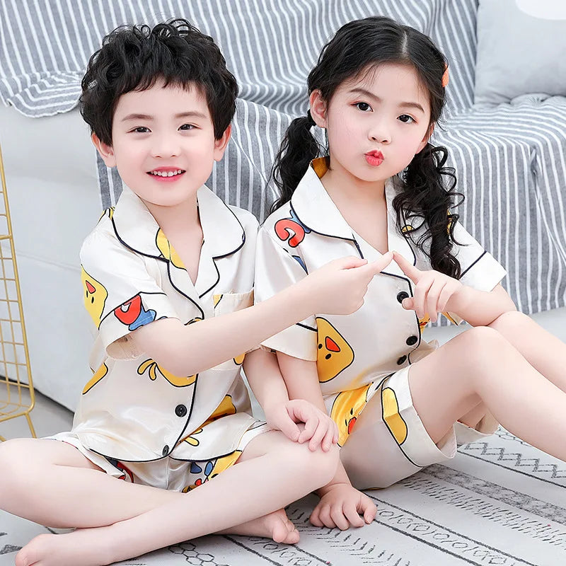 Silk Satin Summer Tops & Pants | Boys & Girls Pajama Sets