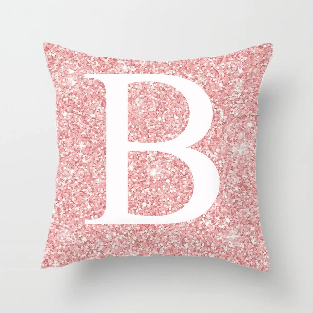 45x45cm Pink Bling Letter Sofa Pillow Case