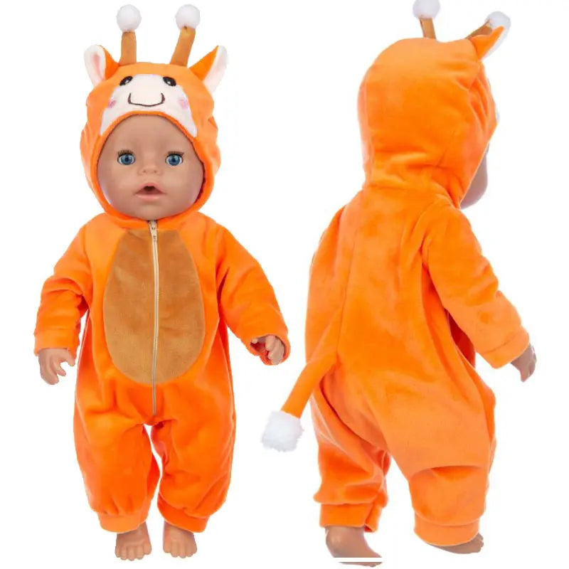 Animal Jumpsuits for 43cm Baby Dolls & 17-Inch Born Babies