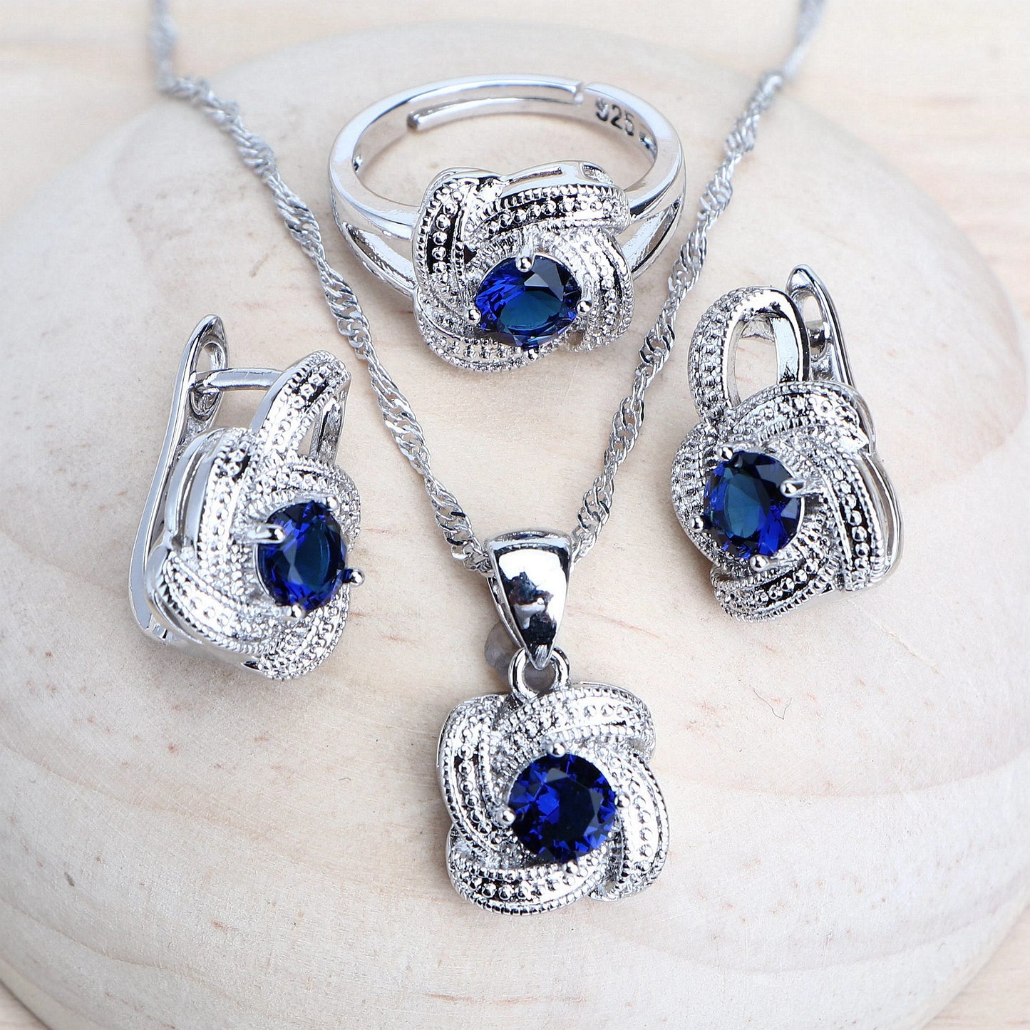 Blue Zirconia Women’s Jewelry Set – 925 Sterling Silver