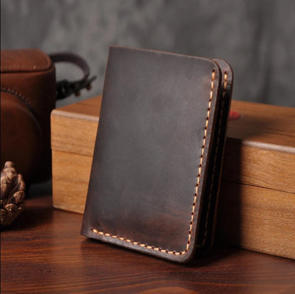 Handmade Vintage Crazy Horse Genuine Leather Wallet for Men