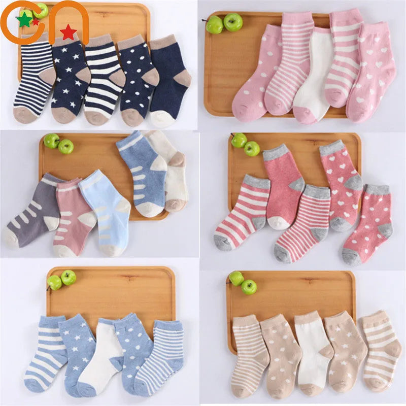 5 Pairs Infant Warm Stripe Fashion Socks – Soft & Cozy