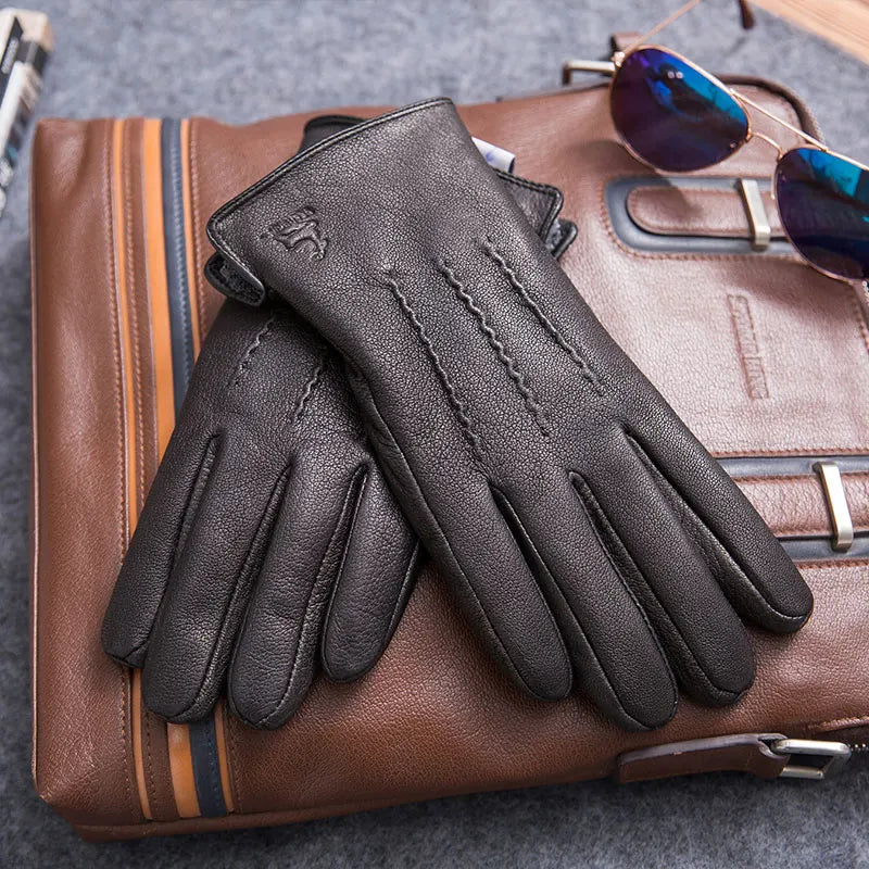 Men’s Genuine Sheepskin Leather Winter Gloves