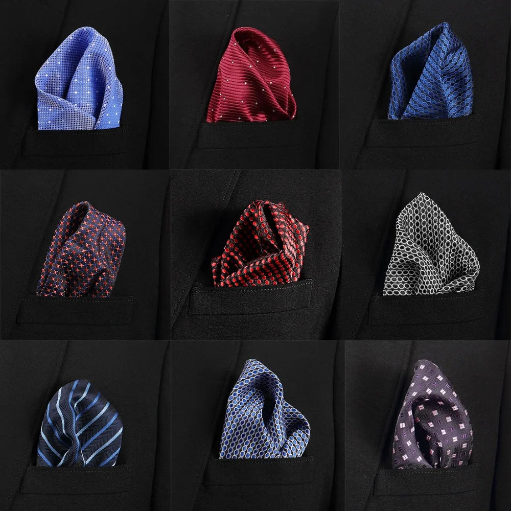 Vangise Men’s Pocket Squares - Dot Pattern Blue Handkerchief