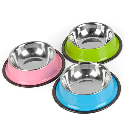 Colorful Stainless Steel Dog Bowls | Pet Food & Water Dishes for Cats and Dogs