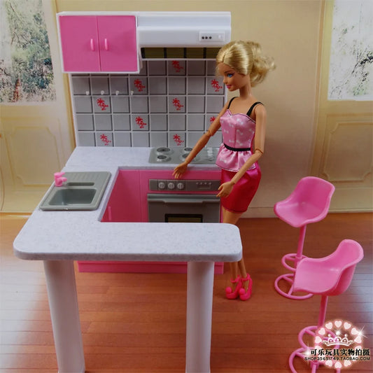 Barbie Miniature Kitchen Play Set - Dream House Doll Furniture Accessories