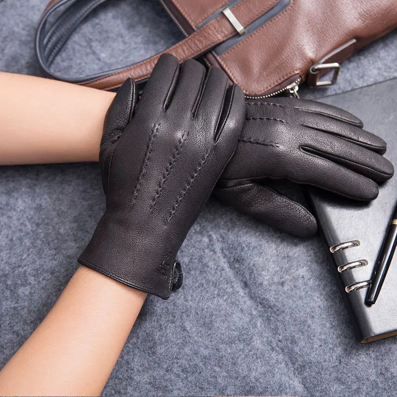 Men’s Genuine Sheepskin Leather Winter Gloves