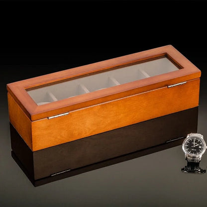 5-Slot Wooden Watch Organizer – Luxury Display Case