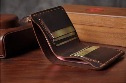 Handmade Vintage Crazy Horse Genuine Leather Wallet for Men