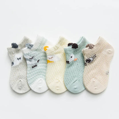 5 Pairs Summer Mesh Baby Socks – Soft Cotton