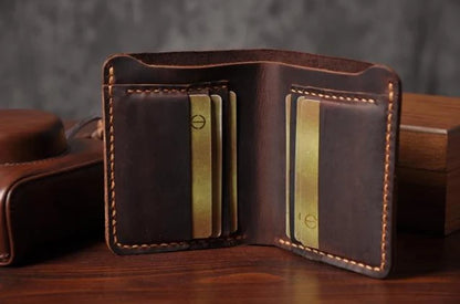 Handmade Vintage Crazy Horse Genuine Leather Wallet for Men