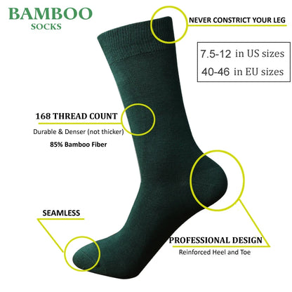 6 Pairs Men’s Bamboo Green Socks – Breathable and Anti-Bacterial