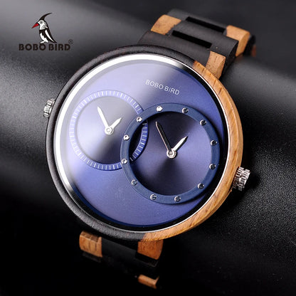 Wooden Quartz Watch – Dual Time Zone