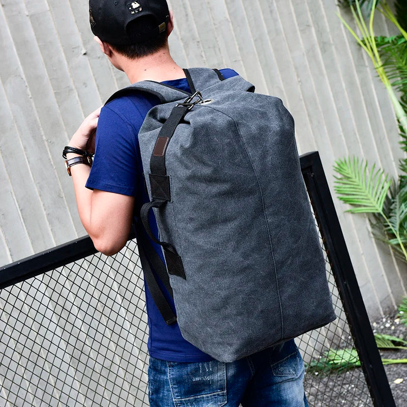 Large Capacity Backpack for Men | Canvas Bucket Shoulder Bag