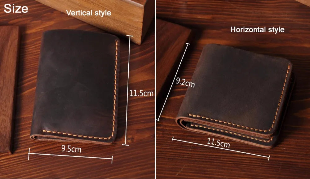 Handmade Vintage Crazy Horse Genuine Leather Wallet for Men