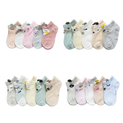 5 Pairs Summer Mesh Baby Socks – Soft Cotton