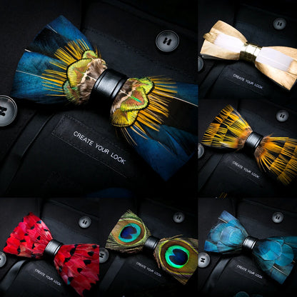 Exquisite Handmade Feather Bowtie Gift Box Set – Original Italy Design