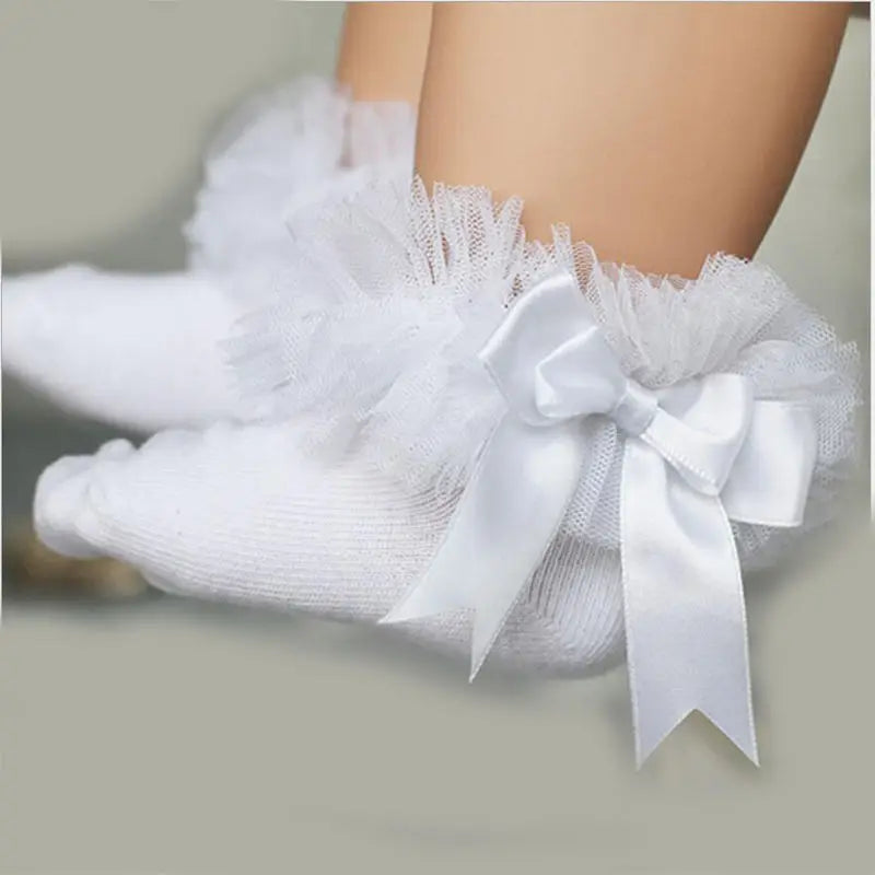 Bow Tie Lace Ruffle Princess Cotton Sock