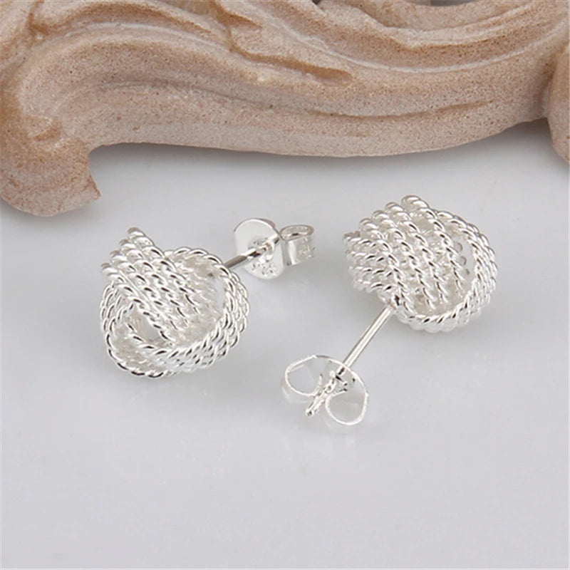 925 Sterling Silver Winding Stud Earrings