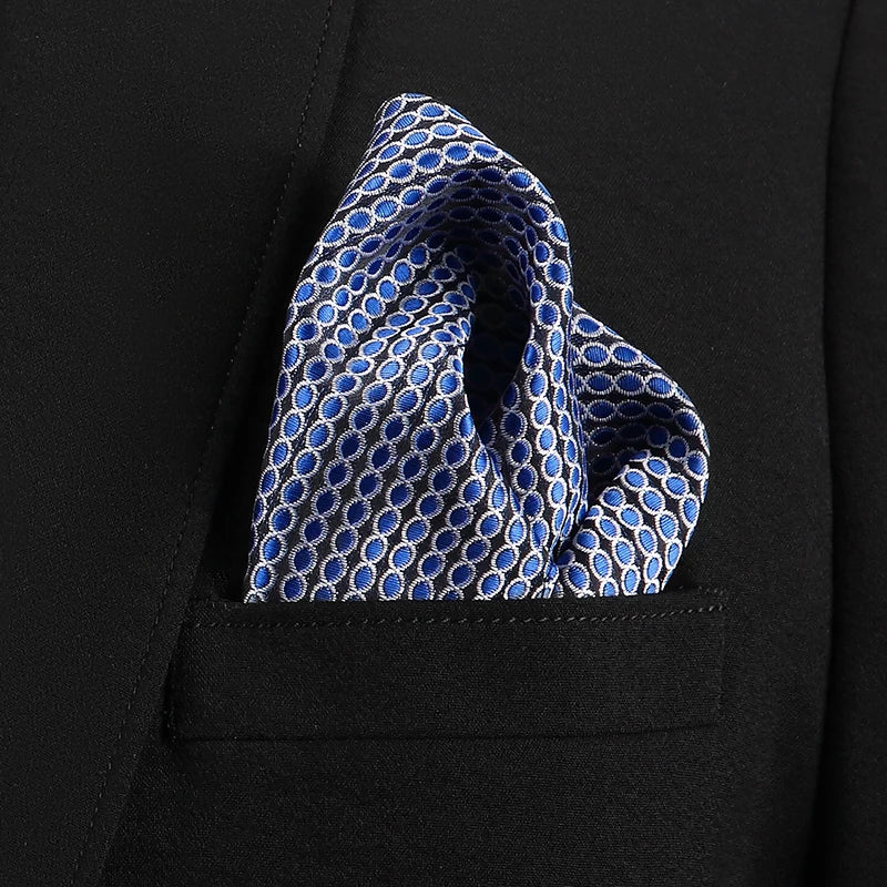 Vangise Men's Solid Pattern Pocket Square - Blue Handkerchief