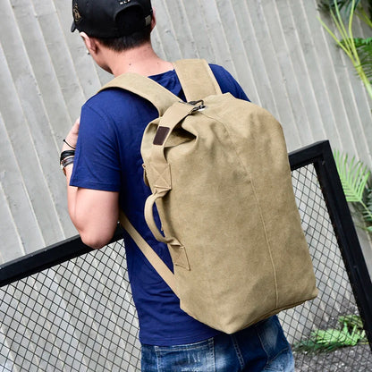 Large Capacity Backpack for Men | Canvas Bucket Shoulder Bag