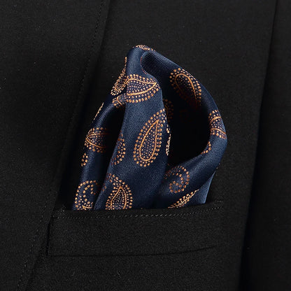 Vangise Men's Solid Pattern Pocket Square - Blue Handkerchief