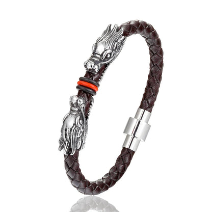 High-Quality Braided Leather Bracelets with Stainless Steel Magnetic Buckle