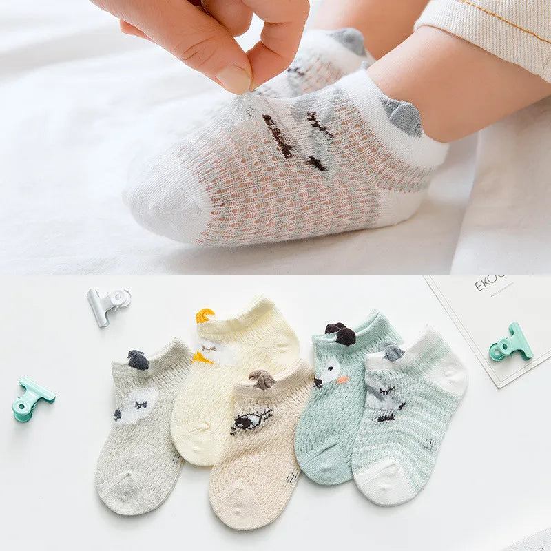 5 Pairs Summer Mesh Baby Socks – Soft Cotton