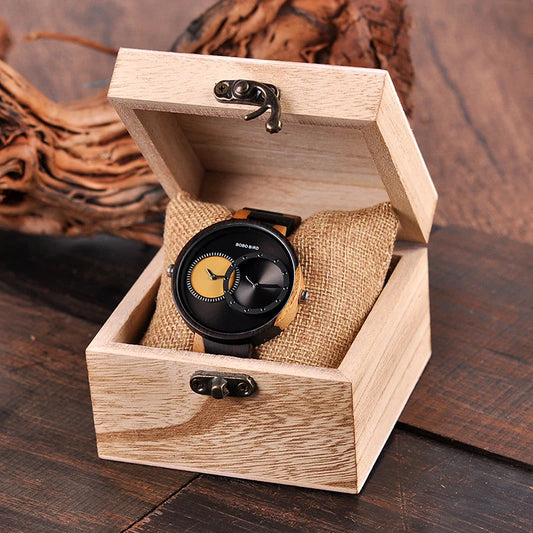 Wooden Quartz Watch – Dual Time Zone